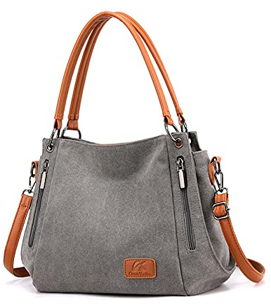 NICOLE & DORIS Borse da Donna Moda Casual Borsa a Tracolla Grande Borse a Spalla da Donna in Tela Multifunzione Borse Tote da Donna per Lavoro Shopping Viaggio Grigio