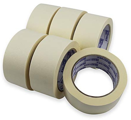 CRINSTON Nastro Adesivo di Carta per mascheratura, verniciatura - Non lascia residui, ottima adesione. (60 mm x 40 m – Confezione da 6 unità)