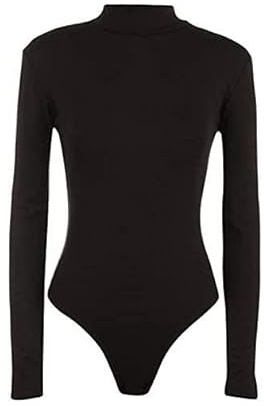 SHADOW DANCE UK Women’s Sleeveless Long Sleeve Mock Turtle Neck Bodysuit - Daily Stretchy Slim Fit Tops Bodysuit - Outdoors Athletic Jumpsuits Basic Leotard – Tank top Black_8_10