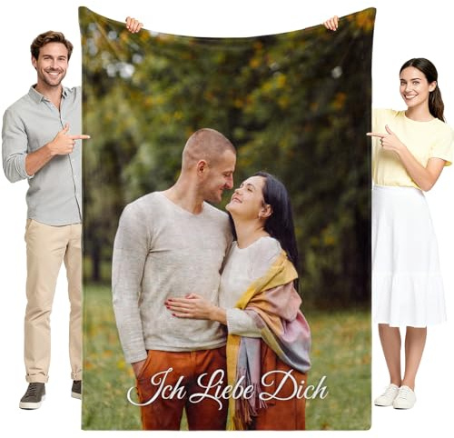 Greysky Personalisierte Decke mit Foto, Personalisierte Decken, Kuscheldecke Personalisiert, Personalisierte Fotodecke, Personalisierte Geschenke für Frauen und Männer, Geburtstagsgeschenk für Frauen