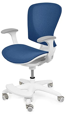 Spacetronik Ergonomischer Schreibtischstuhl Kinder Drehstuhl | für 5-14 Jahre, Verstellbare Sitztiefe, 82-92 cm Höhe, Abnehmbare Fußstütze, Schwerkraftrollen, Atmungsaktives Netzgewebe