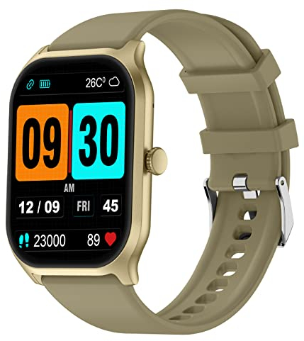 Smartwatch Damen mit Telefonfunktion 2,1 Zoll Touchscreen Uhr mit Schrittzähler 123 Sportmode Blutdruckmessung Fitnessuhr ohne App und Handy Telefonieren Fitness Tracker Fitnessarmband für Herren Gold