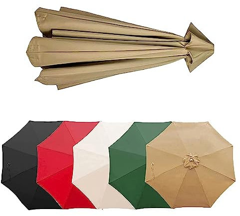 HCZION Auvent De Rechange Rond Toile Parasol Bâche De Remplacement Pour Parasol De Jardin Toile De Rechange Pour Parasol Déporté 2.7m/3m 6 Baleines / 8 Baleines (Color : Khaki, Size : 8-3m/10ft)