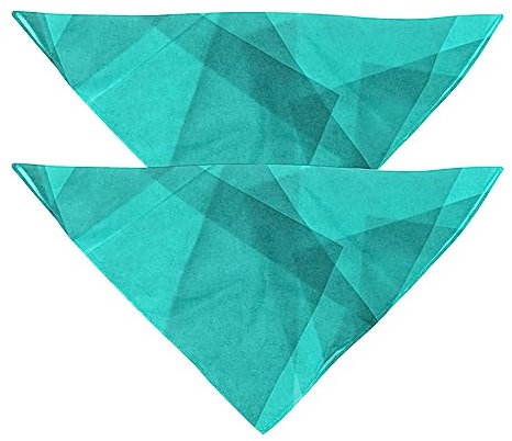 Passendes Set mit Hundehalstüchern, Hundelätzchen, Schal, Dreieckstuch für Hunde, Katzen, Haustierbesitzer, Mutter und Vater, 2er-Pack,Moderner Türkis geometrischer Schatten