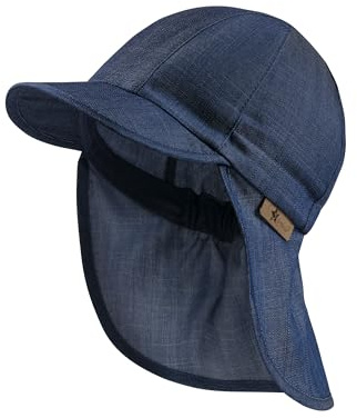 Sterntaler Schirmmütze mit Nackenschutzschutz Jeans für Jungen - Schirmmütze Baby schützt den Kopf an warmen Sommertagen - Sonnenkappe Baby aus leichtem Jeansstoff
