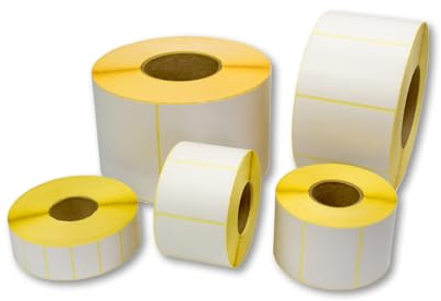 Emerson Thermoetiketten auf Rolle | 32x20 mm | 2500 Stück je Rolle | Selbstklebende Etiketten für Thermodrucker | Aufkleber zum beschriften | Klebeetiketten Weiß