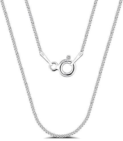 EPHSUNA 925 Sterling Silver 1 mm Curb 16 18 20 22 24 26 28 30 Inch Chain Necklace (24)
