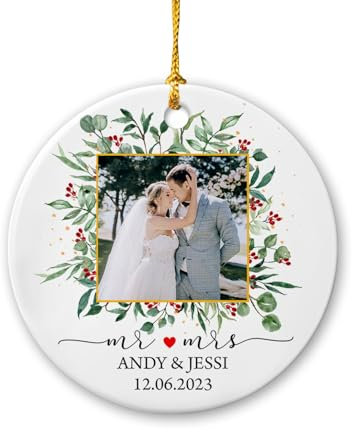 Christbaumschmuck Keramik Weihnachtsanhänger Anhänger Weihnachtsbaumschmuck Hängende Ornamente Weihnachtsdeko Personalisiertes Foto Herr Und Frau 2023, Hochzeitsfoto, Geschenke Zum Ersten Mal Als