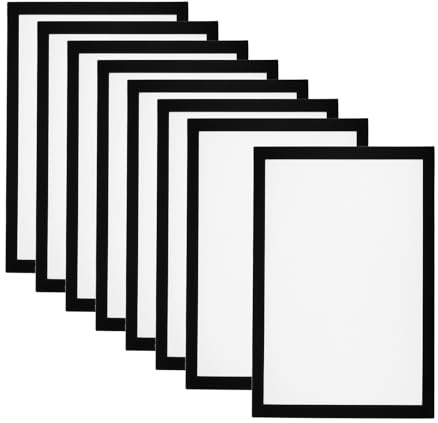 PATIKIL A4 Portafotos Magnético Pack de 8 Portafotos Magnéticos Adhesivos Reutilizables de Doble Cara para Refrigerador Ventana Pared Arte Fotográfico Negro