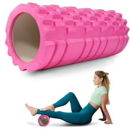 Mobiclinic® fitness, Rullo massaggio muscolare, Fitroller, Schiuma ed eva, 14x33 cm, Pilates, Yoga, Stretching, Portatile, Multifunzionale, Foam roller, Per tutto il corpo, 3 livelli di intensità