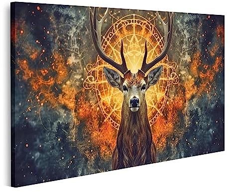 islandburner Prime Bild auf Leinwand Hirsche Schamanische Spiritualität Bilder Wandbilder Poster