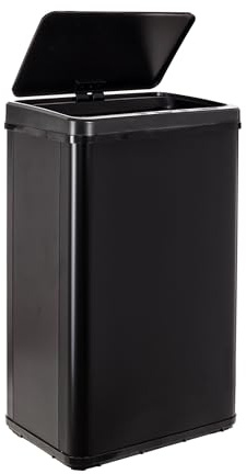 Well Home MOBILIARIO & DECORACIÓN Cubo de Basura Inteligente SIN Patas con Apertura automática y Contacto Manual de 50L, 35,5x26x H.56cm, Negro.