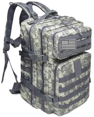 JGR SELECT Mochila Táctica 45L Militar - Impermeable, Gran Capacidad, Deportiva - Para Crossfit, Gimnasio, Supervivencia, Senderismo, Montaña, Caza, Viajes, Trekking (Camuflaje)
