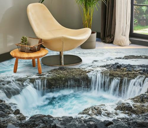 Benutzerdefinierte Boden Wasserdichte Stereo-Aufkleber 3D Wasserfall See,430 * 300cm 3D-Bodenfliesen Aufkleber Bodenbelag Tapete Wandbild PVC Wasserdicht selbstklebende Tapete Wohnkultur
