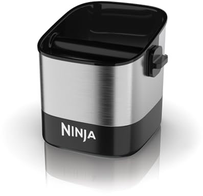 Ninja Luxe Café Knock Box, Accessories for Espresso Machine, Easy & Mess-Free Puck Disposal, Coffee & Espresso Grounds, Non-Slip Base, Removable Bar, Holds 10 Double Shot Pucks, XSKKNOCKBOX