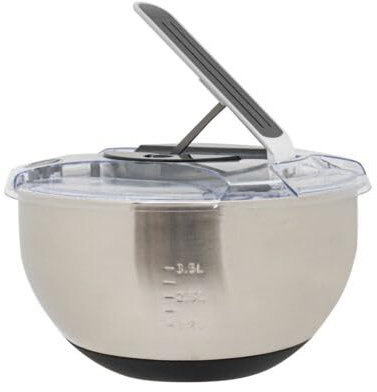 Salad Spinner Stainless Steel with Colander Basket, Handle and Lid, Quick Dry Design, Easy Drain System, Non-Slip Base, 3.5litre Lettuce Spinner Fruits Vegetable Washer Dryer