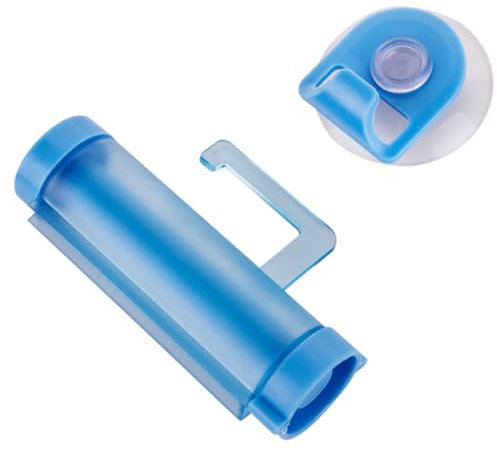 minkissy Rolling Toothpaste Squeezer Dispenser Suction Holder, Wall Mounted Blue Toothpaste Tube Roller for Bathroom Home Use