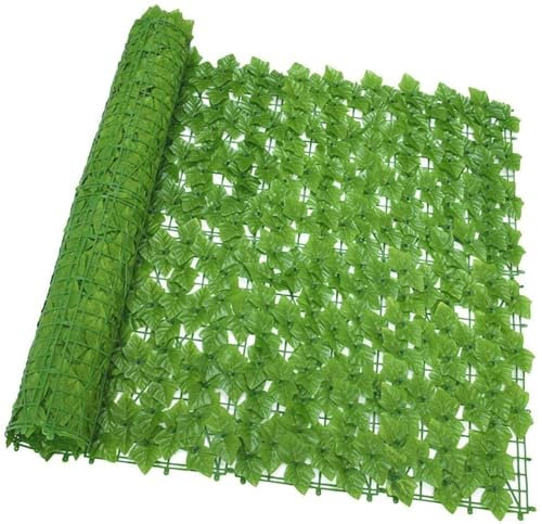 Haie artificielle de 10 m de lierre vert pour extérieur, protection solaire, balcon, terrasse, jardin – Plantes artificielles pour briser la vue extérieure.