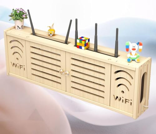 Caja de almacenamiento WiFi blanca con soporte de estante de 71 x 24 cm para almacenar tu router WiFi con esta práctica caja de estante