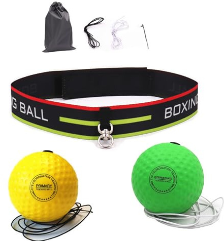 KIEUIENK Box-Reflex-Ball, Boxball-Stirnband, verstellbares Kopf-montiertes Krafttraining, Boxbälle, Set, Reaktionsball für Erwachsene, Kinder, Hof, Fitnessstudio, Zuhause, Anfänger, Fortgeschrittene
