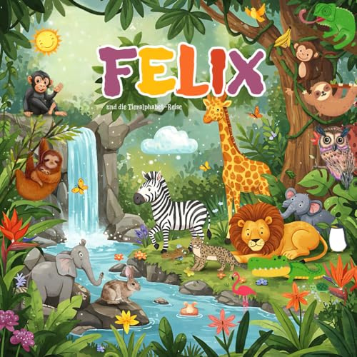 Felix und die Tieralphabet Reise: Personalisiertes ABC-Lernabenteuer mit faszinierenden für neugierige Entdecker | Ein einzigartiges Geschenkbuch zum ... und Malvorlagen für Kinder ab 3 jahren
