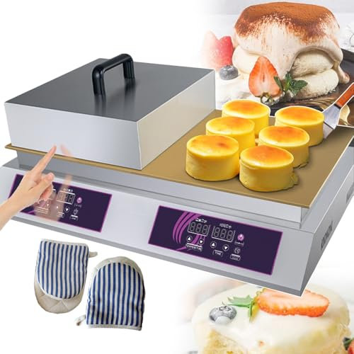 QUSYZD Plancha eléctrica con Doble Cabezal y Guantes, Antiadherente, para Hacer panqueques, de Acero Inoxidable y con Control preciso de Temperatura de 60 a 240 °C.,