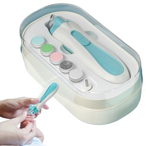 Yianyal Automatic Nail Clipper | Electric Fingernail Clippers,Battery Powered Children's Manicure Care Set with Led Light Anti-Pinch Trim Buffer Kit for Babies Boys Girls Trimming