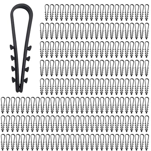 200 tacos de bucle, 5 – 10 mm, pasador de bucle festU, cable redondo, abrazadera para tacos, abrazadera para cables, fijación de cables para diferentes escenarios (negro)