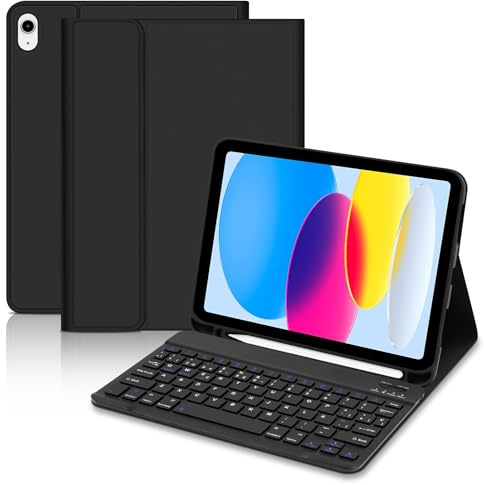 Hofsos Funda con Teclado para IPad A16 11 Generació 2025 / IPad 10 Generación 2022 (11/10.9 Pulgadas) - QWERTY Español Ñ Teclado, Magnético Desmontable Funda con Portalápices para ipad 10/11 Gen Negro