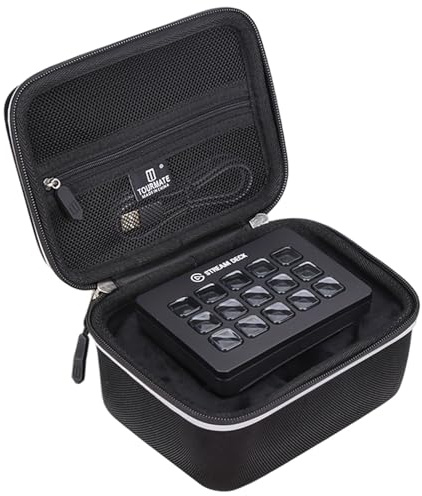 Tourmate Hard Storage Case for Elgato Stream Deck Mini - Travel Box with a Special Structure Designed Specifically for Opening Molds(Box for Sale) (Black & Reflective Zipper)