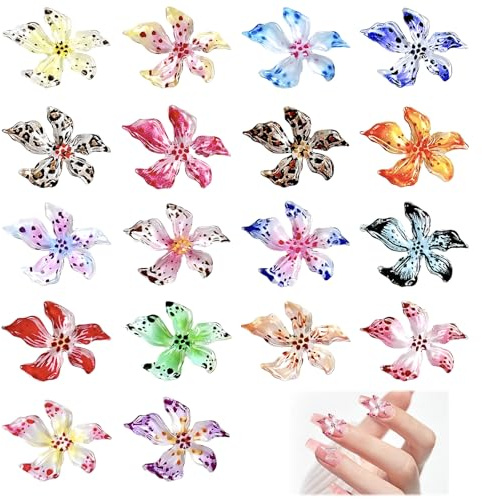 60 Piezas de Adornos de Uñas 3D con Diseño de Flores para Decoración de Nail Art, Accesorios para Uñas, Ideales para Manicura DIY, Múltiples Colores, Perfectos para Amantes del Nail Art que Buscan