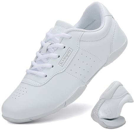 Kvwqoty Chaussures Cheerleader Cheerleading Shoes Cheer Sneakers de Danse Basket de Danse Femme Enfant Yoga Compétition Teen School Base Girls Blanc 39