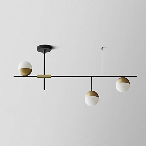 YCWZKJ Lustres créatifs à LED pour la Protection des Yeux, Lampe de Salon Post-Moderne en Fer, Lampe Suspendue en Boule de Verre pour Restaurant, 3 têtes de Lampe / 9 Supports de Lampe