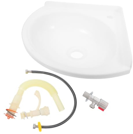 ORFOFE Wall Mount Corner Sink Plastic Washbasin for Spaces Easy Installation Home Garage Camper Bathrooms Bathroom Basin Sink