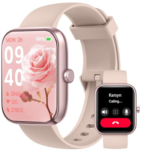 Montre Connectée pour Femme Homme Appel Bluetooth Alexa, IP68 Étanche Montre Telephone Smartwatch 1,83 avec 120+ Sports Fréquence Cardiaque Pression Sommeil, Fitness Tracker pour Android iOS, Rose