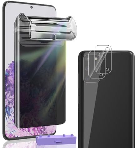 Rniidaaz Privacy Schutzfolie für Galaxy S20 Plus, mit Installationshilfe | 1+2 Stück TPU folie, Einfache Installation, Kratzfest, Anti-Spy Blickschutz, 9H Kameraschutz, Kompatibel mit Hülle