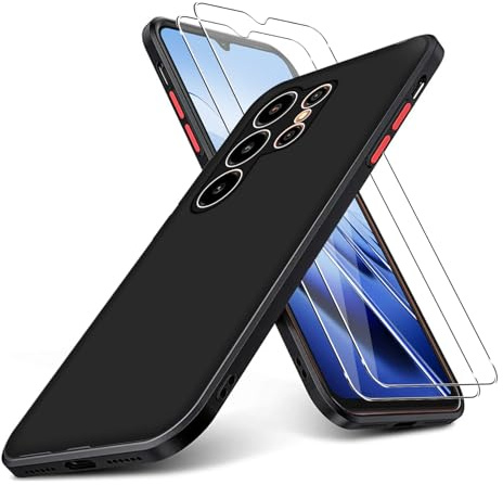 KUSINHOKA Case for Blackview Wave 10C/WAVE 10 + 2 Pack Screen Protector Tempered Glass,Anti Scratch,Drop Protection,Non Slip Soft TPU Thin Full Body Protective Phone Cover,Black
