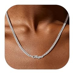 Custom4U Collier Prénom Personnalisé Chaîne Cubaine Acier Inoxydable
