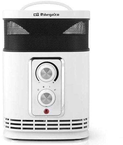 Orbegozo CR 6025 - Calefactor cerámico 360 con función ventilador, 1500W de potencia, 2 niveles de funcionamiento