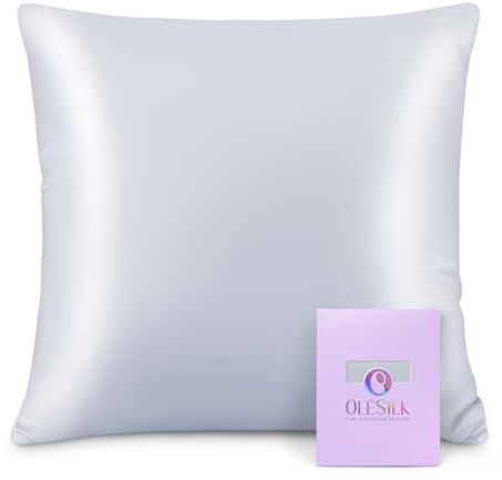 OLESILK Seide Kissenbezug Kissenhülle Haar- und Hautpflege mit Reißverschluss 16 Momme 1 Stück Silbergrau 80x80cm