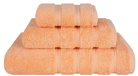 American Soft Linen, 3 Piece Towel Set, 1 Bath Towel 1 Hand Towel 1 Washcloth, Super Soft and Absorbent, 100% Turkish Cotton Towels for Bathroom and Kitchen Shower Towel, Malibu Peach