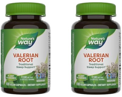 Nature's Way Valerian Root, Traditional Sleep Support*, Non-GMO Project Verified, Gluten Free, Vegan, 100 Capsules (Packaging May Vary) - 2 Pack