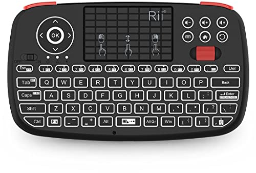 (Upgrade) Rii i4 Mini Bluetooth Keyboard with Touchpad, Blacklit Portable Wireless Keyboard with 2.4G USB Dongle for Smartphones, PC, Tablet, Laptop TV Box iOS Android Windows Mac.Black