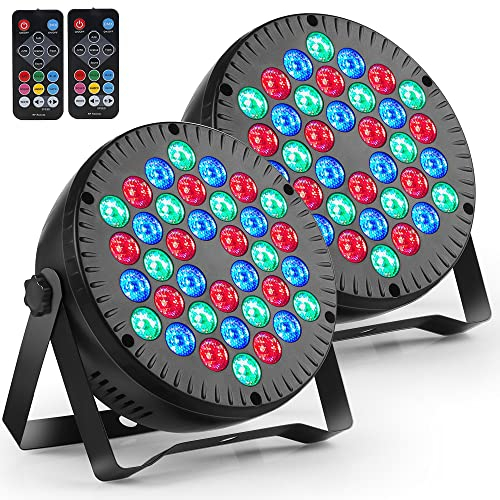 Focos LED 36W Foco RGB Luz Colorida con Control DMX y Mando, Luces de Fiesta, Discoteca, Conciertos y Celebraciones - 2 Piezas