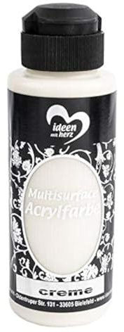 ideen mit herz Peinture Acrylique Multisurface | universelle pour différentes surfaces | couleur à peindre de bois, verre, polyester, céramique, porcelaine, plastique, cuir | 120 ml (blanc cassé)