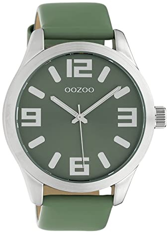 Oozoo Damenuhr mit Lederband Classic Color Line XL 47 MM Pastellgrün C10238