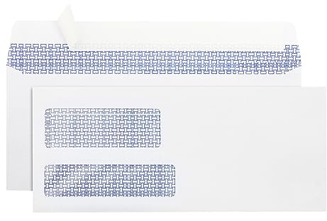 #9 Double Window Security Envelopes, HERKKA No.9 Double Window Business Envelopes Designed for Quickbooks Invoices and Business Statements - Number 9 Size 3 7/8 Inch X 8 7/8 Inch - 24 LB - 500 Pack