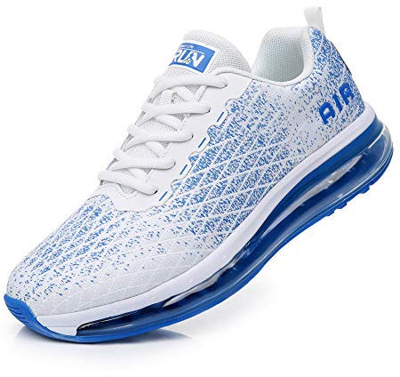 Azooken Zapatos Deportivos Hombres Mujeres Zapatillas de Deporte de Ocio Zapatillas de Colchón de Aire Fitness Deporte al Aire Libre Transpirable Ligero （8998-WT/BU43）