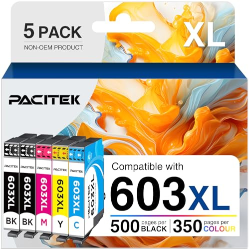 603 XL patronen Kompatibel 603XL druckerpatronen für epson 603 Patronen Multipack für Expression Home XP-3100 XP-2100 XP-2105 XP-3105 XP-4100 Workforce WF-2810 WF-2830 WF-2835 WF-2850 (5er-Pack)