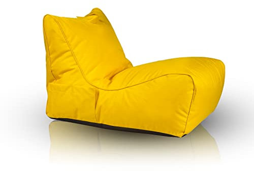 Ecopuf - Pouf Poltrona a Sacco da Esterno Chaise Longue - Puffo per Sedersi con Tasca Portaoggetti e Maniglia - Puff in Tessuto Impermeabile - Poltrona Relax - Arredamento Casa - Giallo Nc4